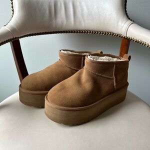 UGG brown suede Ultra Mini platform boots